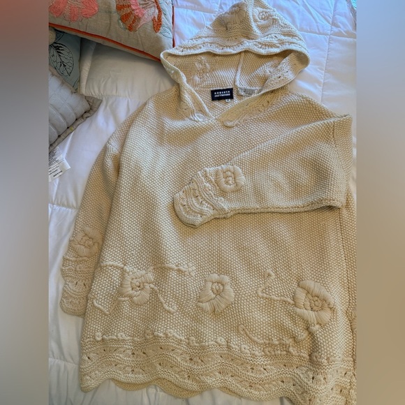 Roberta Freymann Vintage Heavy Knit Scallop Embroider Tunic Sweater Size Medium - Picture 4 of 5